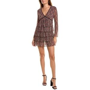 The Kooples Blazing Field Floral Print Tiered Mini Dress Multi Color  FR1/US Sm‎